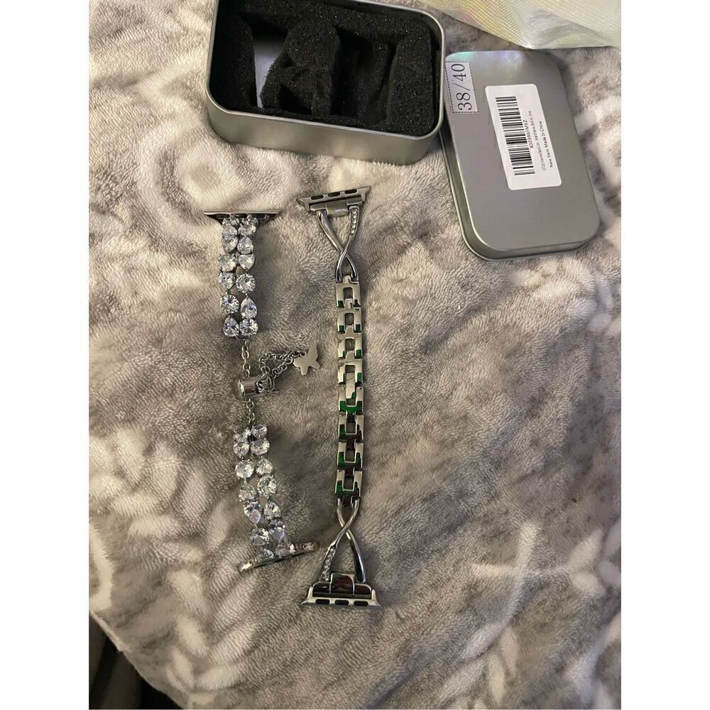 Pave crystal bling apple bracelet watch bands straps x 2 38/40mm